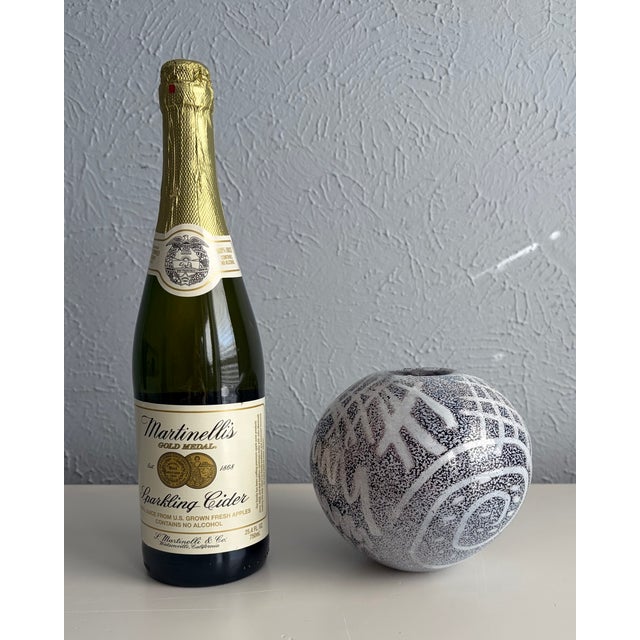 Contemporary Black & White Abstract Art Glass Globe Vase Signed Kaptur For Sale - Image 3 of 9