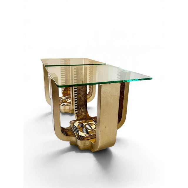 Pair of Postmodern Memphis Style Glass Top Side Tables Attributed to Lam Lee For Sale - Image 4 of 17