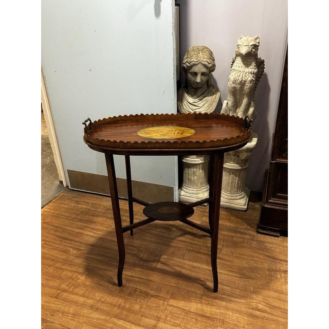 Antique English Wood Tray Top Serving Table For Sale - Image 11 of 12