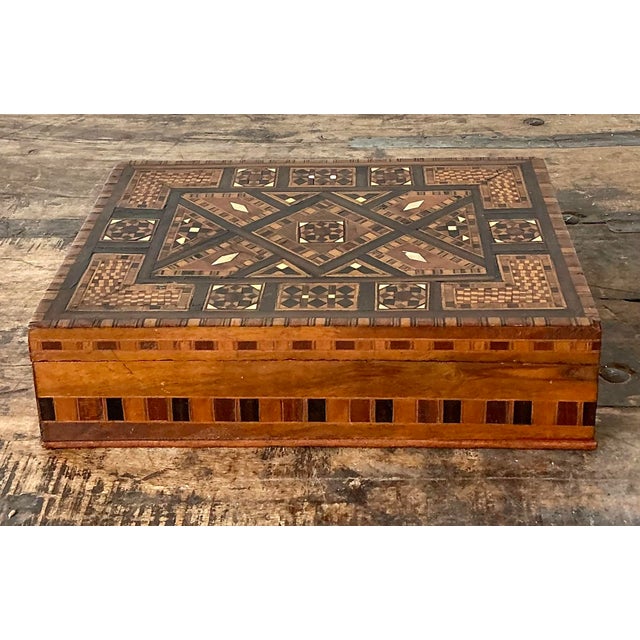 Vintage Moroccan Wood Inlay Box For Sale In West Palm - Image 6 of 12