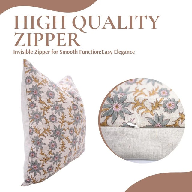 Art Deco Block Print Pillow Covers Handmade Decorative Throw Pillows for Home & Bedroom Decor Size- 22x22 - Saanjh For Sale - Image 3 of 5