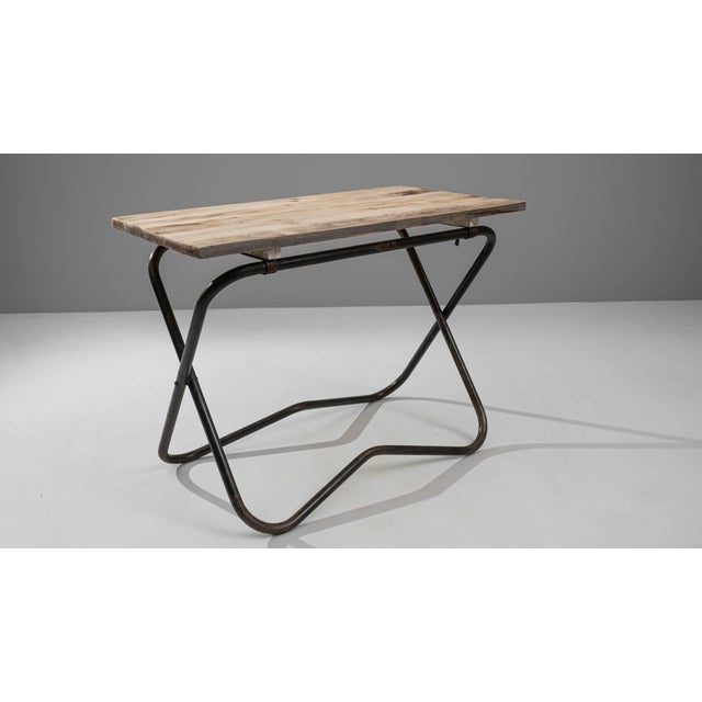 20th Century French Metal Side Table with Wooden Top For Sale - Image 18 of 18