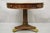 Maitland Smith French Empire Regency Leather Top Brass Paw Feet Drum Center Table. Item features brass rolling casters,...
