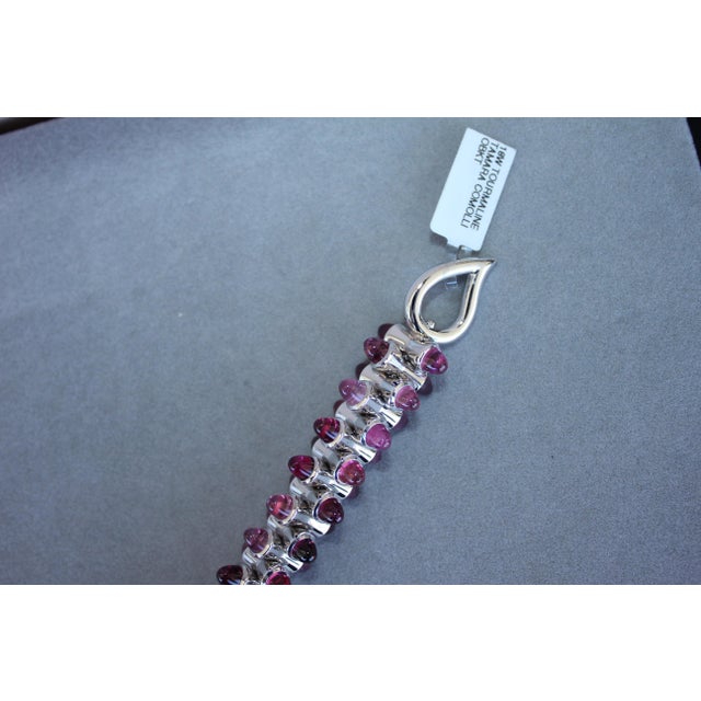 Tamara Commoli Pink Tourmaline Rubellite Mikado 18k White Gold Unique Bracelet For Sale - Image 12 of 18