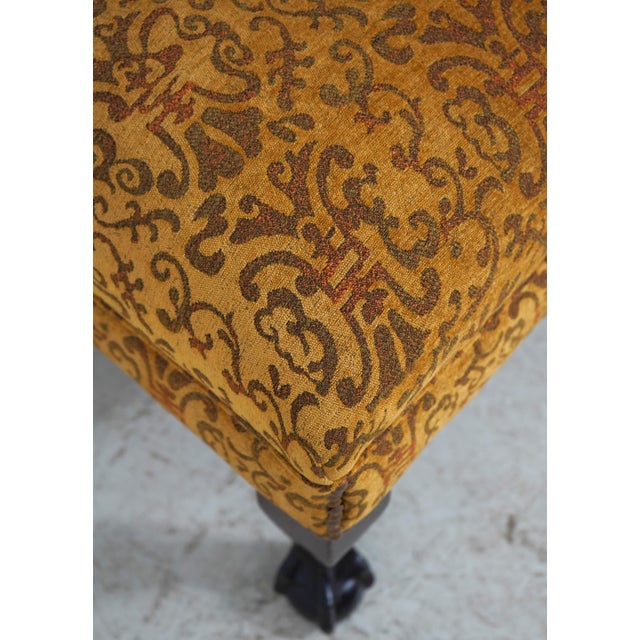 Brown Ball & Claw Mahogany Newly Upholstered Stool or Ottoman For Sale - Image 8 of 12