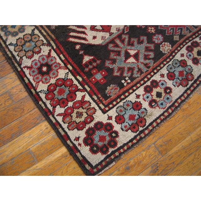 Late 19th Century 1890s Brown Geoemtric Tribal Antique Caucasian Kazak Rug 4'7" X 7'6" Knotted Wool Carpet For Sale - Image 5 of 5