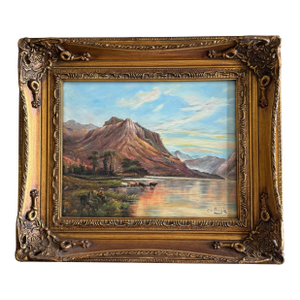 Vintage Italian Original Seaside Painting, Framed