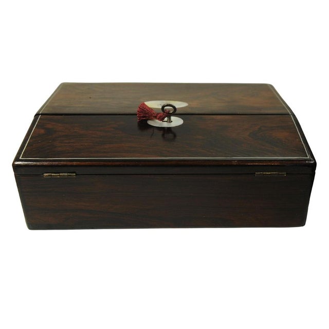 19th Century Rosewood Writing Slope with Inlay, Set of 5 For Sale - Image 5 of 13