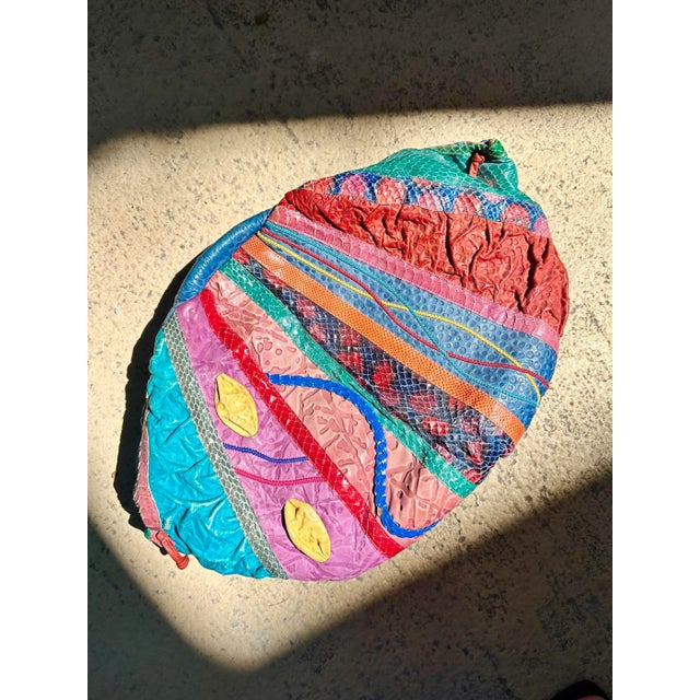 Oversized 1980s Memphis-style clutch (could also be worn as a shoulder bag) by Carlo Fiori. Features leather and snakeskin...