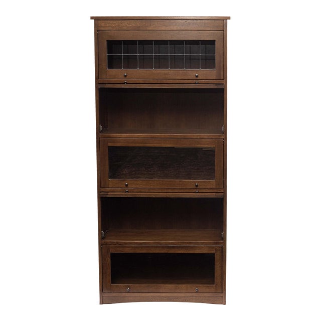 Mission Craftsman Style Oak Barrister Bookcase - 5 Stack - Walnut For Sale