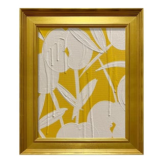 Ron Giusti Mini Royal Orchid Yellow Cream Acrylic Painting For Sale