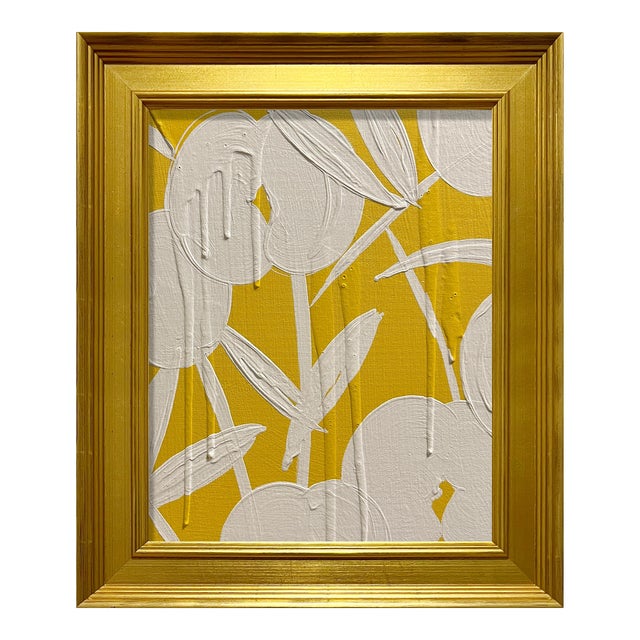 Ron Giusti Mini Royal Orchid Yellow Cream Acrylic Painting For Sale