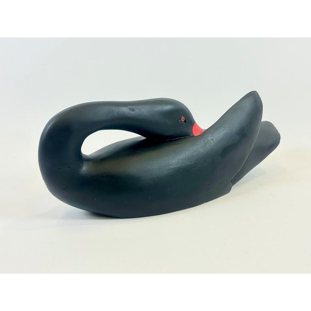 Black Large Vintage Carved Wood Black Swan Figurine For Sale - Image 8 of 15