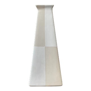 Vintage White and Tan Color Blocked Porcelain Vase Designed by Gary Dipasquale, Circa Early 2000s For Sale