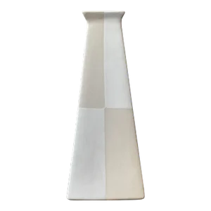 Vintage White and Tan Color Blocked Porcelain Vase Designed by Gary Dipasquale, Circa Early 2000s