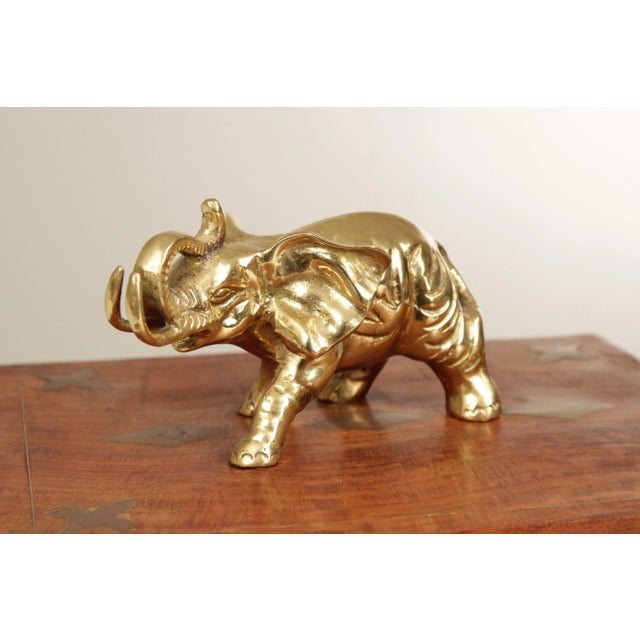 Campaign Campaign Style Teak and Brass Elephant Cigar or Jewelry Box For Sale - Image 3 of 12