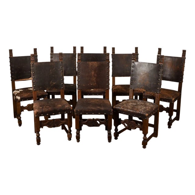 Renaissance Style Spool Chairs, Set of 8 For Sale