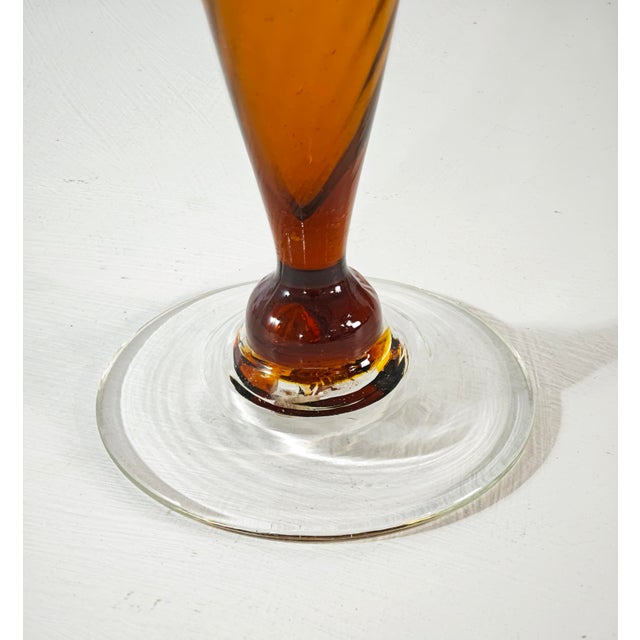 Mid-Century Modern Two-Handled Amber Murano Glass Vase, Italy, 1950s For Sale - Image 6 of 18
