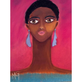 2020 “Lupita” Contemporary Expressionist Pastel Portrait Drawing on Paper by Maria Grazia Facciolà For Sale