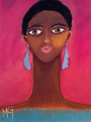 2020 “Lupita” Contemporary Expressionist Pastel Portrait Drawing on Paper by Maria Grazia Facciolà