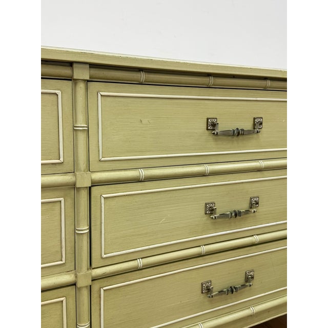 Ornamental & Decorative Materials Vintage Dresser Henry Link Green Nine Drawer Bali Hai Coastal Hollywood Regency For Sale - Image 7 of 18