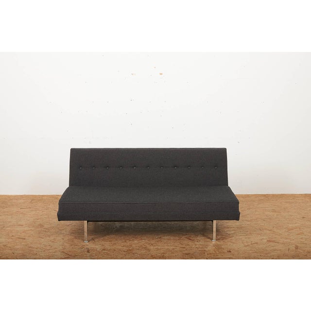 Herman Miller Modular Seating Sofa in Black Lacquered Steel Frame and Square Chrome-Plated Legs by George Nelson & Associates for Herman Miller, 1955 For Sale - Image 4 of 12