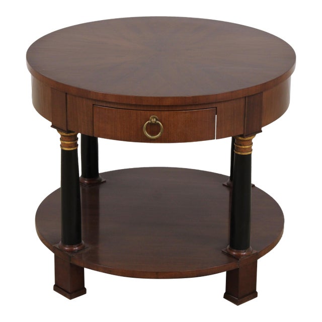 Baker Walnut French Empire Style Lamp Table For Sale