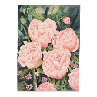 1980s Roma Baker Blooming Roses Still Life Watercolor For Sale