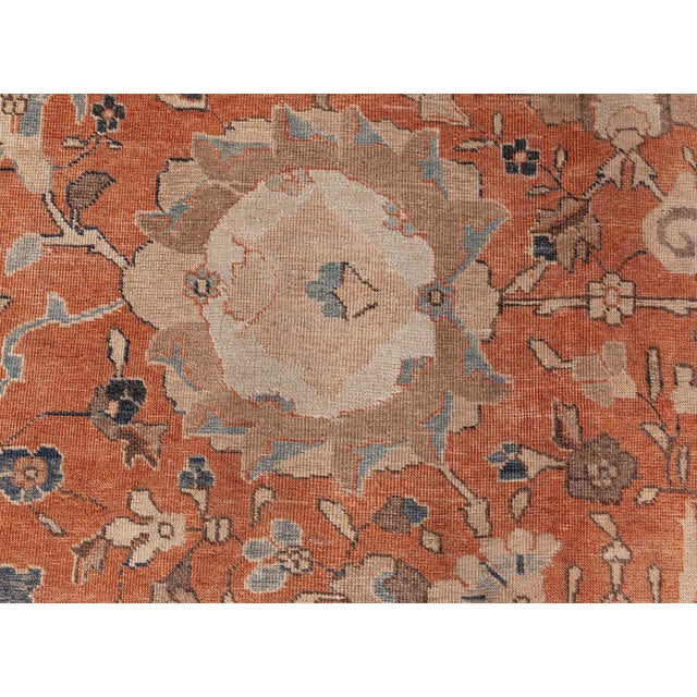 Persian Antique Persian Tabriz Botanic Handmade Wool Rug For Sale - Image 3 of 10