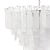 Panes of striking water glass adorn the large Glacier chandelier to create a dynamic piece full of movement. The glass...