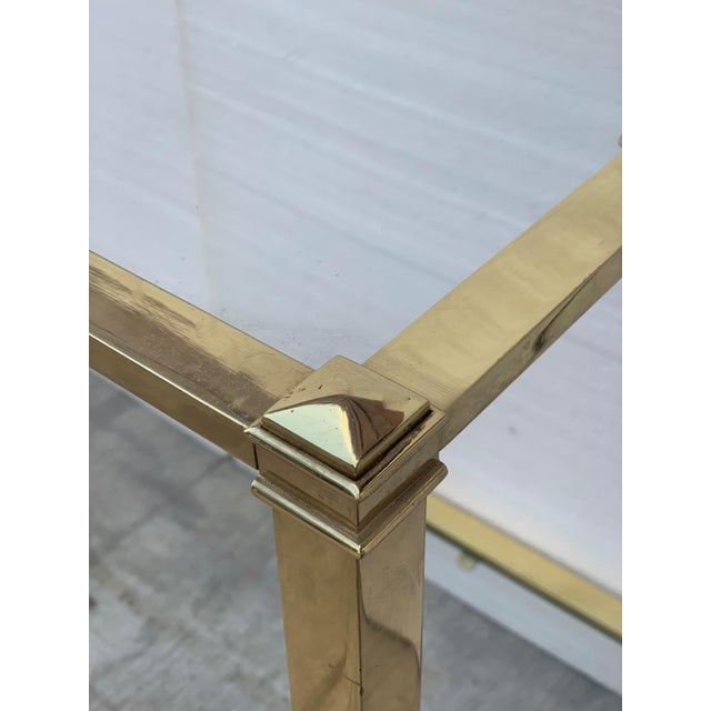 Mid-Century Modern Set of Brass Side Table and End Console Table with Glass For Sale - Image 9 of 18