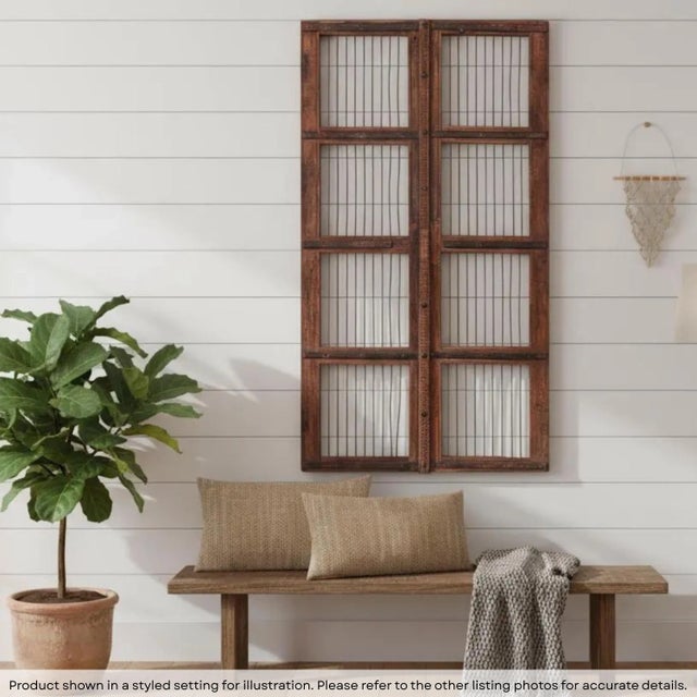 Dimensions: 35" W x 1" D x 65" H This piece is an old architectural element and is handcrafted by artisans using basic...