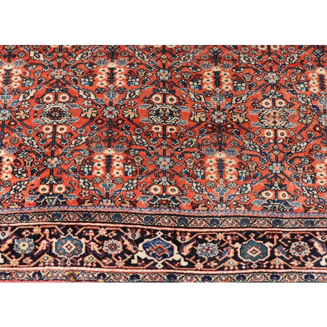Antique Sultanabad Rug With Rich Red Field, Allover Design and Navy Blue Border 7'2 X 12'2 For Sale - Image 10 of 15