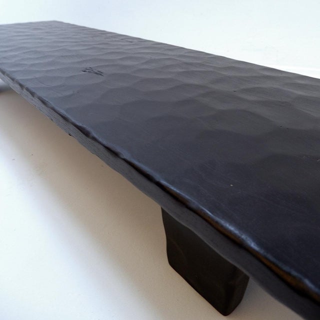 Wood Large Coffee Table in Black Hammered Wood For Sale - Image 7 of 12
