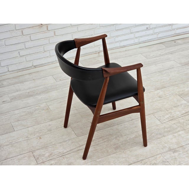 Black Danish Armchair in Teak Wood and Black Artificial Leather, 1960s For Sale - Image 8 of 13