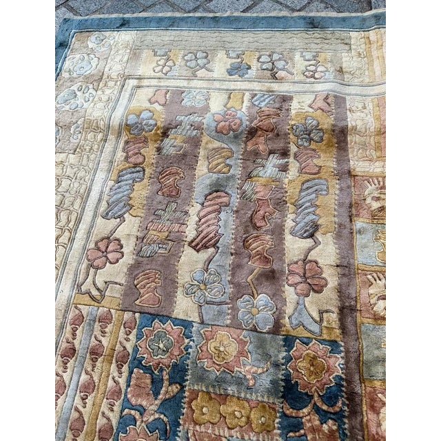 Vintage Chinese Art Deco Silk Rug, 1990s For Sale - Image 13 of 18