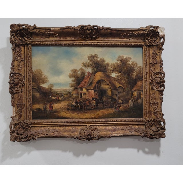 Antique English Original Landscape Oil Painting Georgina Lara 19th Century Gold Frame For Sale - Image 9 of 12
