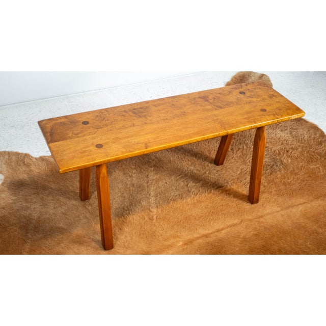 Wood Restored 1950s American Studio Craft / Mid-Century Maple Bench For Sale - Image 7 of 17