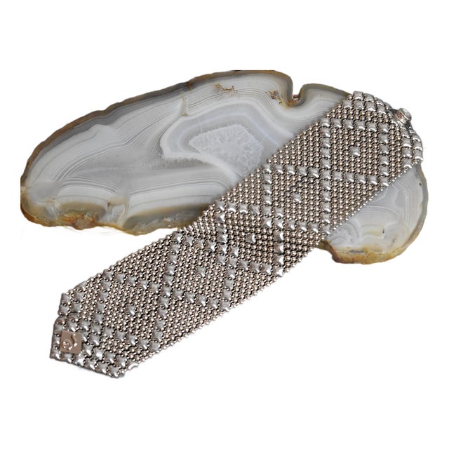 Late 20th Century SG Liquid Metal Silver by Sergio Gutierrez Classic Mesh Wide Bracelet For Sale