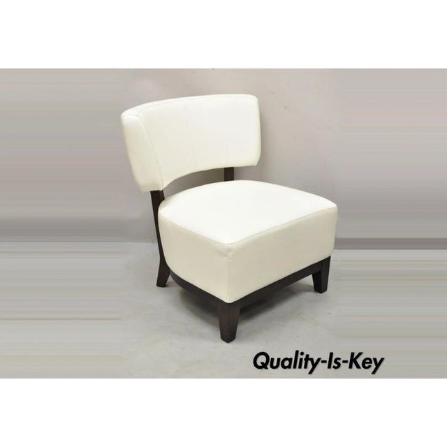 Modern Decorator White Vinyl Barrel Back Club Lounge Slipper Chair For Sale - Image 13 of 13