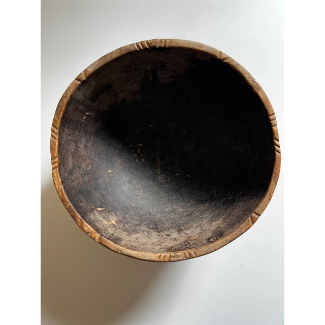 Brown Vintage African Wooden Milk Bowl No2 For Sale - Image 8 of 8