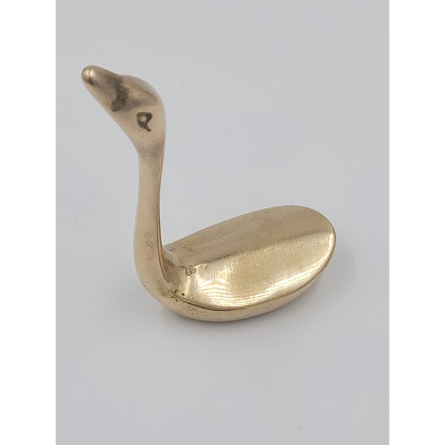 Mid 20th Century Solid Brass Swan Figurine For Sale - Image 4 of 11