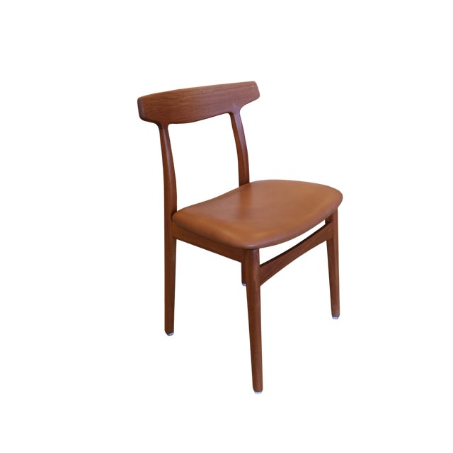 Wood Model 60 Chairs in Teak and Leather by Henning Kjærnulf for Bruno Hansen, 1950s, Set of 4 For Sale - Image 7 of 18