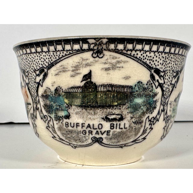 Ceramic Mid 20th Century Buffalo Bill Museum Transferware Cup & Saucer For Sale - Image 7 of 10
