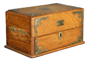 Late 19th Century Irish E.R Moore & Co Oak and Brass Stationary Box