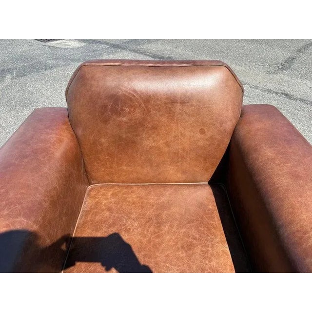 Pair of Fully Restored French Art Deco Two-Tone Leather Club Chairs For Sale - Image 12 of 15