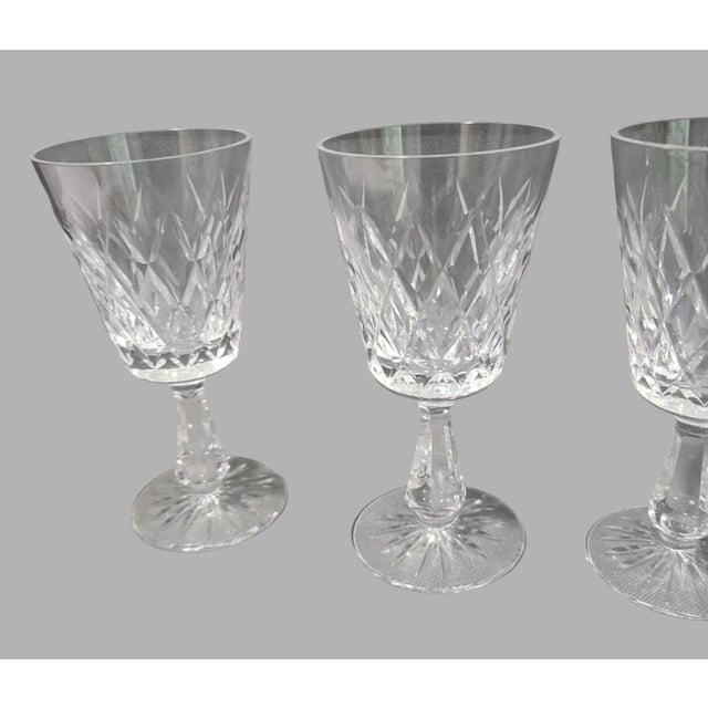 Waterford Set of 4, Vintage Crystal Waterford Ireland "Kinsdale" Wine Glasses For Sale - Image 4 of 6