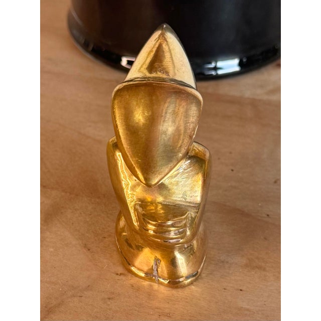 Late 20th Century Vintage Kansas J Hawk Brass Paperweight Statue For Sale - Image 5 of 8