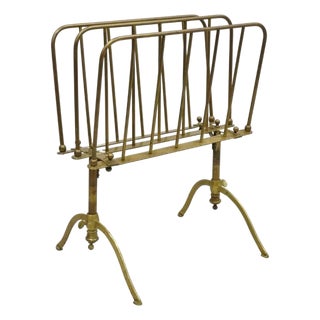Vintage A. Ravenel Paris French Mid Century Modern Brass Magazine Rack Stand For Sale