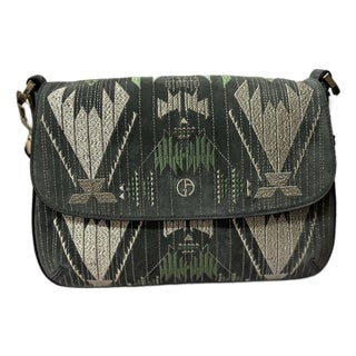 Giorgio Armani Embroidered Suede Handbag For Sale